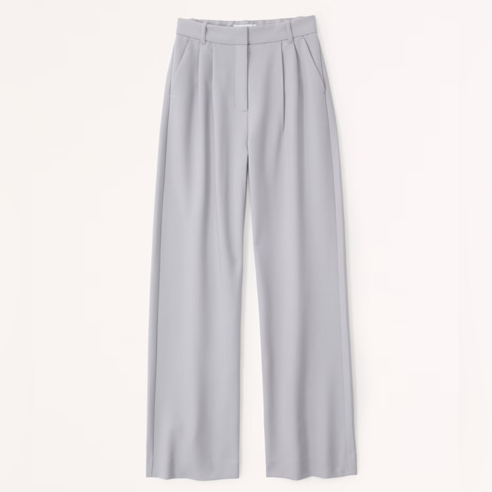 Abercrombie & Fitch Light Gray Sloane Wide Leg Trouser 32 14 Regular Length